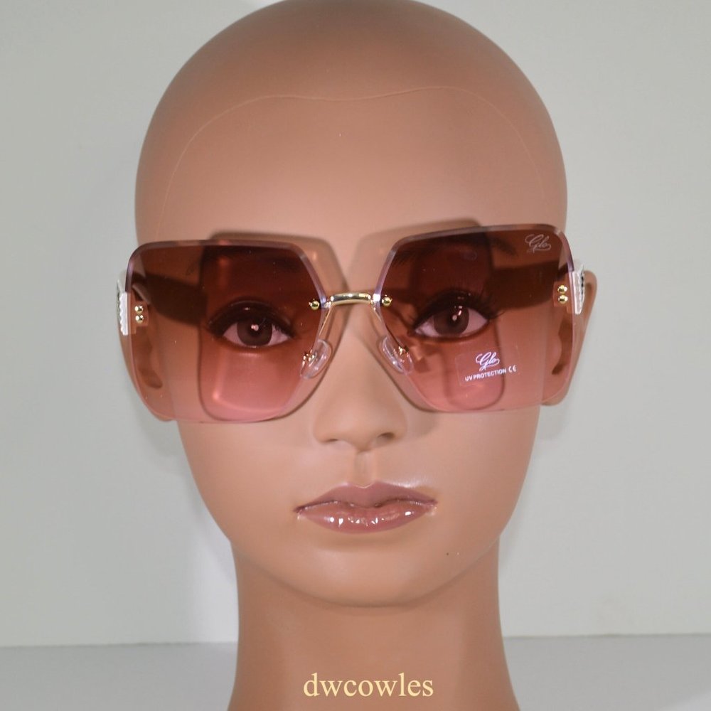 Women's GLO Rimless Diamond Edge Cut Lens Fashion Sunglasses